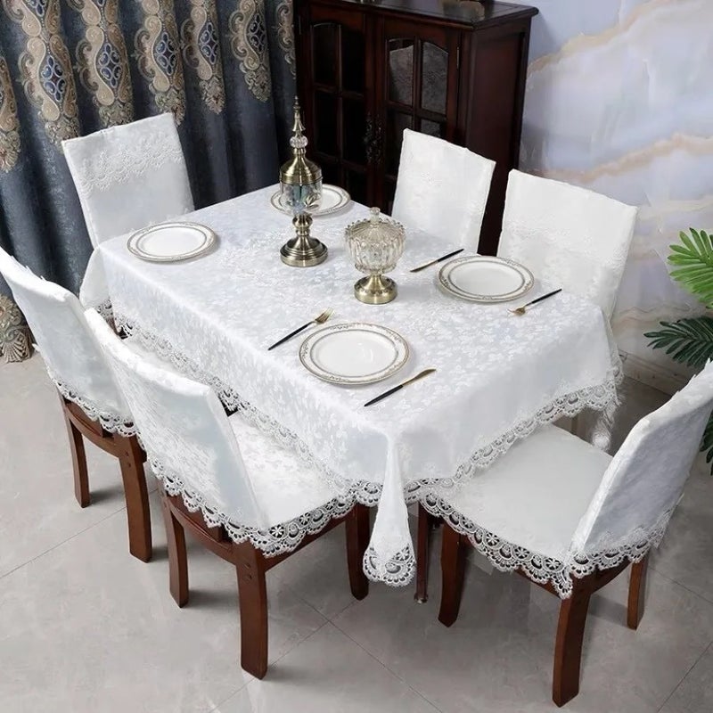 Bluejw New Style Square Jacquard Fabric Embroidery Lace Tablecloth - Image 1
